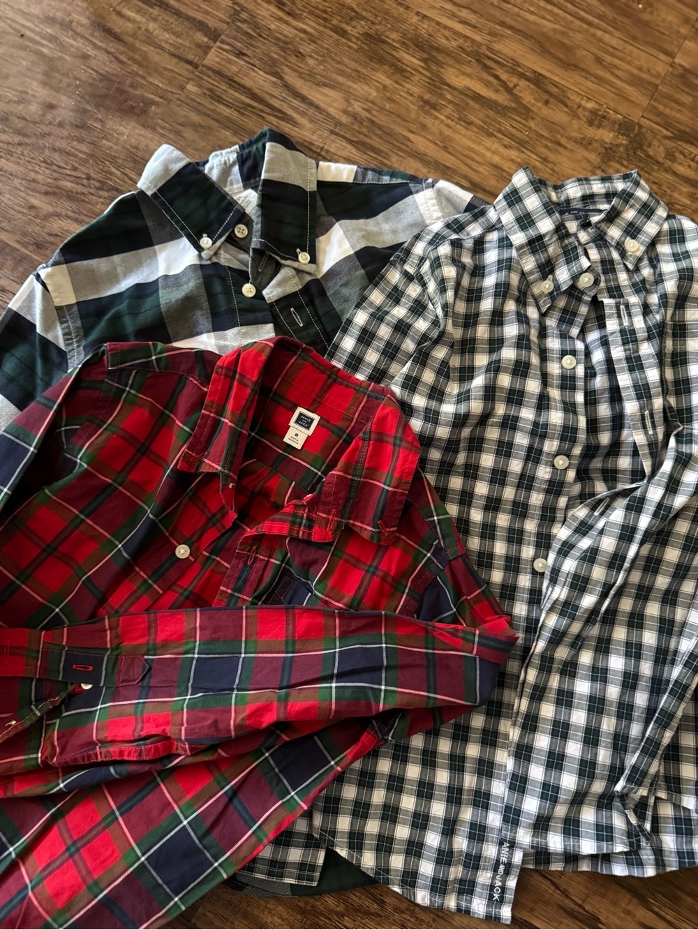 3 Janie and Jack and Crew Cuts Plaid Button-Down Shirt Bundle